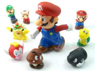NEW Nintendo Super Mario Bros Goomba Luigi 9 Figure Set Toy  