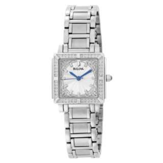 Bulova Womens 96R129 Silver Dial 100 Diamonds Bracelet Watch 