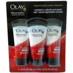  New   Olay Regenerist Anti Aging Cream Cleanser 3PK 