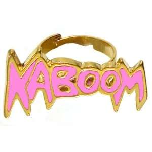  Enameled Kaboom Ring, Adjustable In Pink with Gold Finish 