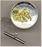 Gold on Silver Alaska Statehood Quarter Tie Tack  
