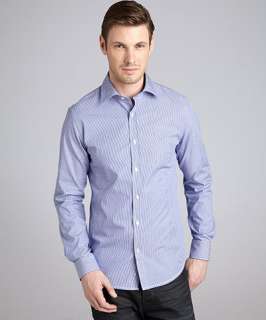 Just A Cheap Shirt blue striped cotton button front long sleeve shirt