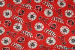 MLB Anaheim Angels on Red Polar Fleece Fabric BTY  