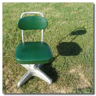 Vintage 1950s 60s Green Metal Office Chair  