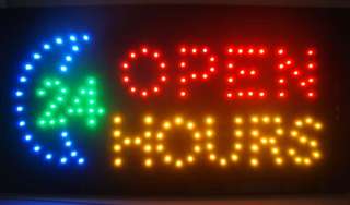 Flashing Motion LED Business 24 hour hours Open SIGN +On/Off Switch 
