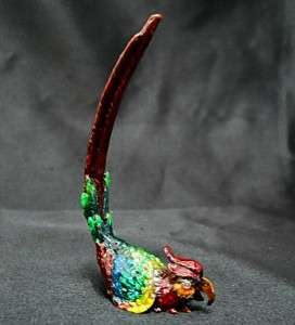   Metal Multicolored Parrot with White Jeweled Eyes Ring Holder  