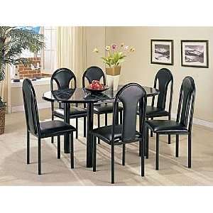   Furniture Black Finish Faux Marble Top Dinning Room Oval Table 06823