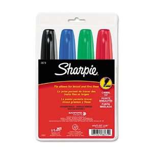  Sharpie  Permanent Marker, 5.3mm Chisel Tip, Assorted, 4 