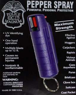   Pepper Spray Police Magnum Keychain Purple OC17 OC 17 Mace Spray