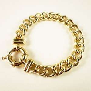9ct Gold Solid Chunky Euro Mens Womens Jewellery Bracelet & Life Buoy 