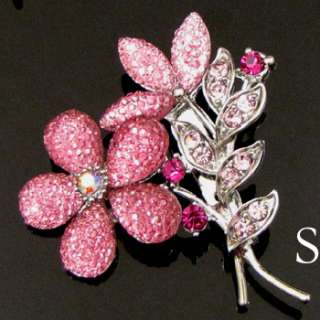   FREE SHIPPING 1pc Austrian rhinestone crystal flower brooch pin  