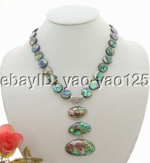 Charming! Paua Abalone Shell&Pendant Necklace  