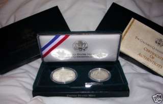 1992 Columbus Quincentenary 2 coin Proof Set Silver  