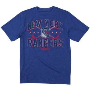 New York Rangers Blue Stars and Sticks Cross Dyed Heathered T Shirt