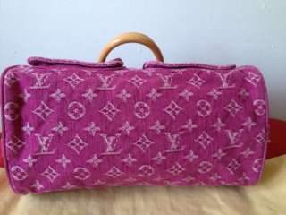 Auth Louis Vuitton Fuchsia Denim Neo Speedy bag Pink  