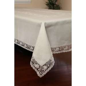  Lace Tablecloth Oblong/ Rectangle 70x126 Ivory Washable 