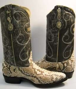 NEW white diamond PYTHON SNAKE SKIN cowboy boots size 8 botas de 