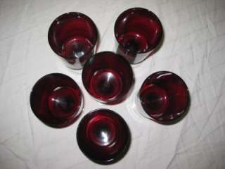  ROYAL RUBY RED ARCOROC FRANCE FOOT STEM WINE WATER GLASSES 8 OZ  