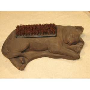 com CAT Boot Brush Antique Gray Sculpture CAST CEMENT GARDEN Outdoor 