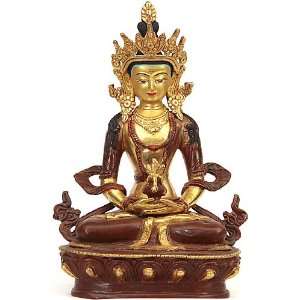  Amitayus Buddha   Copper Sculpture Gilded with 24 Karat 