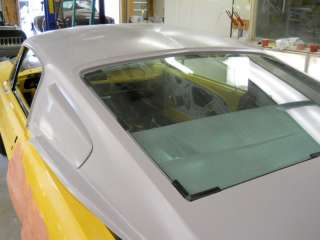 The 1967 68 roof accepts stock 67 68 Mustang fastback rear glass and 