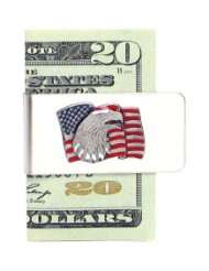 Patriotic Sculpted Pewter Moneyclip   American Flag with Eagle Head