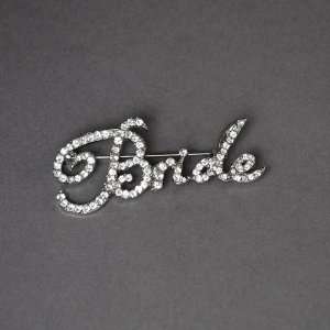  Bride Pin Rhinestone Crystal Silver Tone Script, Ideal for 