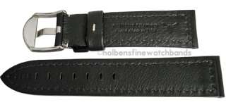 20mm Hadley Roma Black Oil Tan Heavy Pad Chrono Leather Watch Band 