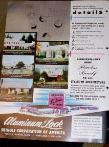 Up for sale is a vintage catalog put out by the Aluminum Lock Shingle 