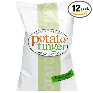 PotatoFinger Potato Chips, Sour Cream & Onion, 8 Ounce Bags (Pack of 