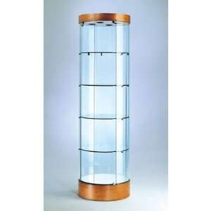  Round Glass Tower Display Case Finish: Gold / Gold Frame 