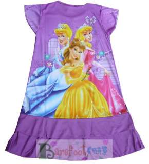 379 NEW Princesses Belle Aurora Cinderella GIRLS SLEEPWEAR DRESS PJS 