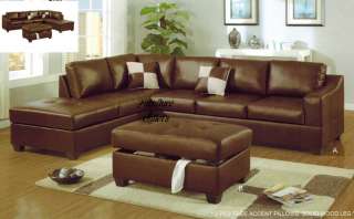 Piece Sofas Couch Sectional and Reversible Chaise Bonded Leather Set 