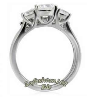 Typical Three CZ Stone Type Stainless Steel Engagement Ring Set SIZE 6 