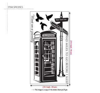 Signpost & Telephone Booth Wall Quote Decal DIY Sticker  