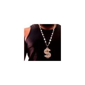 Silver Dollar Sign Bling Necklaces (12 Pack)