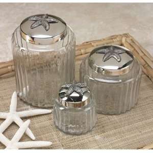  Ribbed Glass Starfish Jars Set of 3