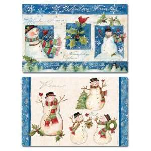 Winter Friends SNOWMAN Christmas Set of 4 Reversible Placemats  