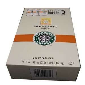 Starbucks Breakfast Blend Mild Ground Coffee, 12 Ounce Bag (pack of 3 