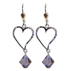    Kleshna Glittercrunch Tanzanite Bead & Heart Earrings Jewelry