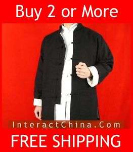 Black Cotton Kung Fu Martial Arts Tai Chi Jacket Shirt 738435890247 