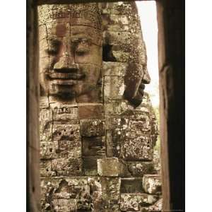  Large Carved Faces on Towers at Angkors Bayon Temple Ruins 