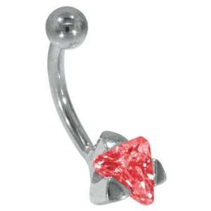  Ruby   14G 3/8   Triangle Cut Solid 14K White Gold Belly 
