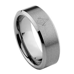  Masonic Cobalt Free Tungsten Carbide COMFORT FIT Wedding Band Ring 