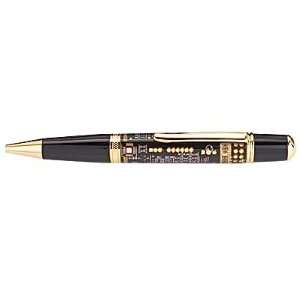  Black Circuit Board Pen With Gold Components Twist Style 