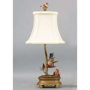  New Gorgeous Porcelain Birds & Wood Table Lamp,17 Tall 