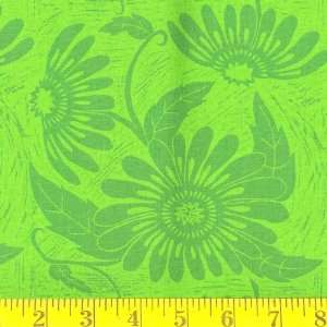  45 Wide Woodwinds Floral Lime Green Fabric By The Yard 
